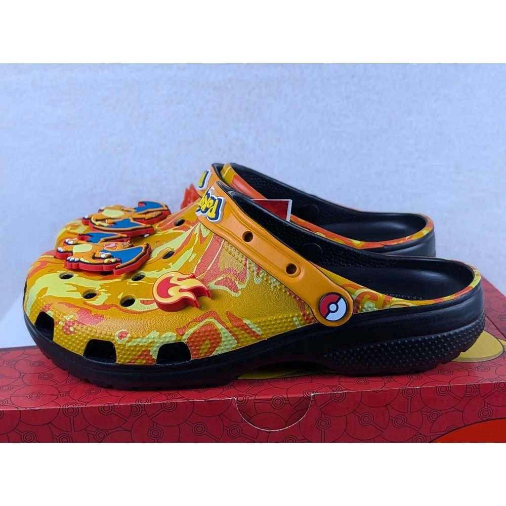 Crocs Pokemon Charizard Classic Clogs Orange Flame Marble Men 8 Women 10 Jibbitz